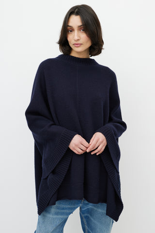 Chloé Navy Cashmere Poncho Sweater