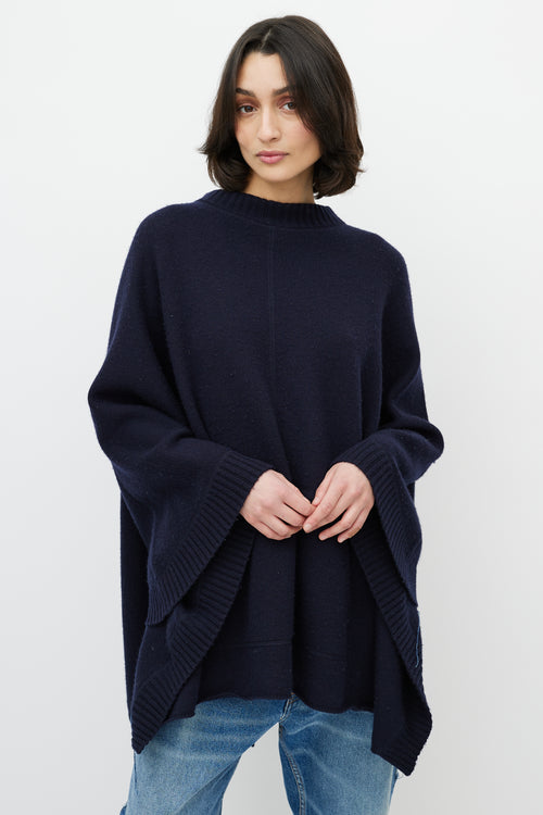 Chloé Navy Cashmere Poncho Sweater