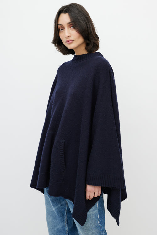 Chloé Navy Cashmere Poncho Sweater