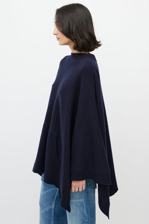 Chloé Navy Cashmere Poncho Sweater