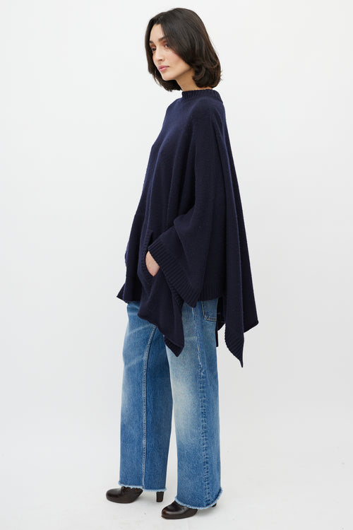 Chloé Navy Cashmere Poncho Sweater