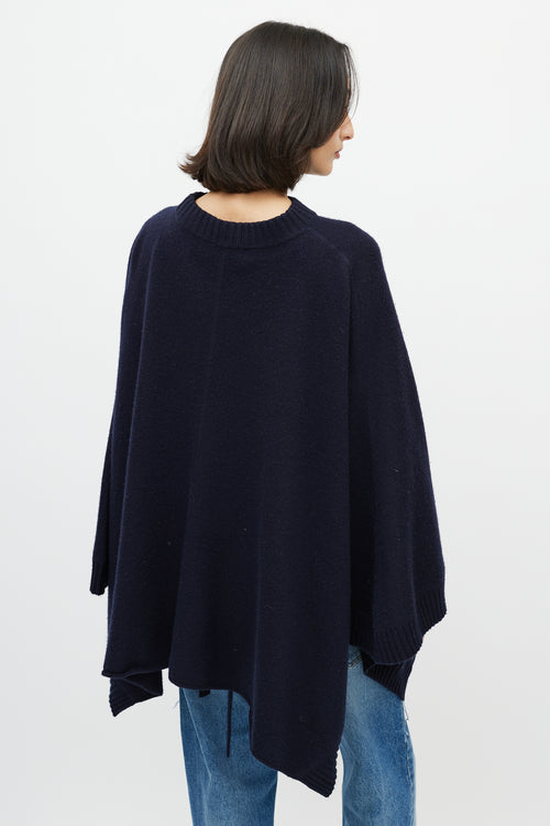 Chloé Navy Cashmere Poncho Sweater