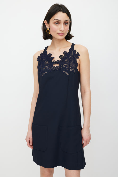 Chloé Navy Floral Lace Dress