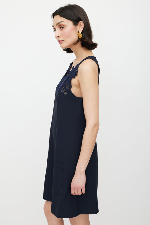 Chloé Navy Floral Lace Dress