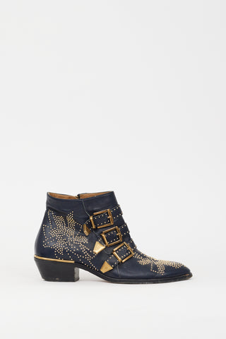 Chloé Navy 
Gold Studded Susanna Boot