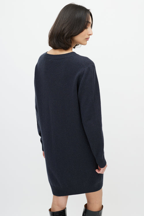 Chloé Navy Knit Sweater Ruffle Dress