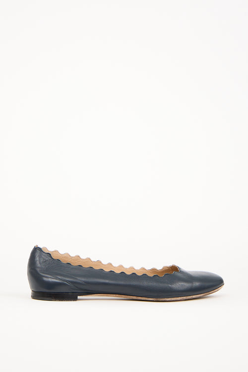 Chloé Navy Leather Lauren Ballet Flat