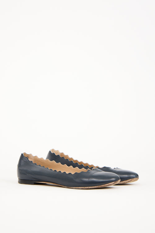 Chloé Navy Leather Lauren Ballet Flat