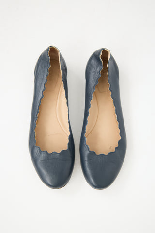 Chloé Navy Leather Lauren Ballet Flat