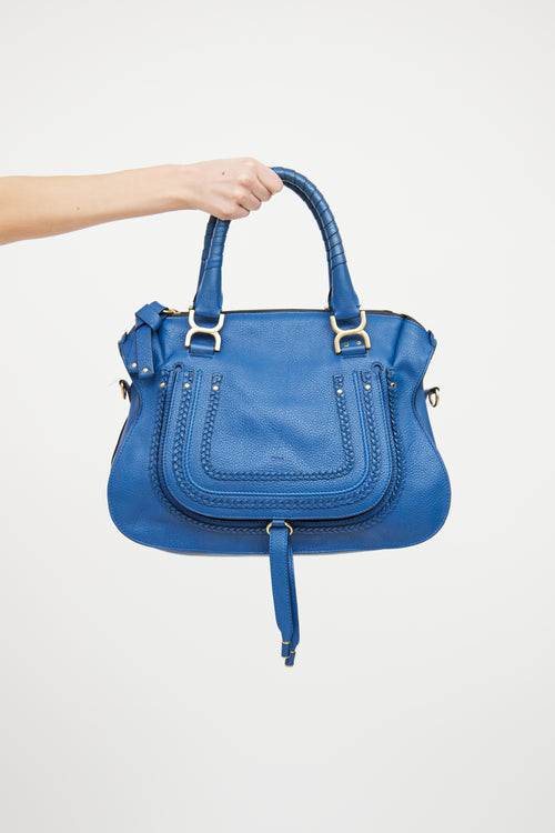 Chloé Navy Leather Marcie Double Carry Bag