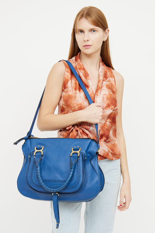 Chloé Navy Leather Marcie Double Carry Bag