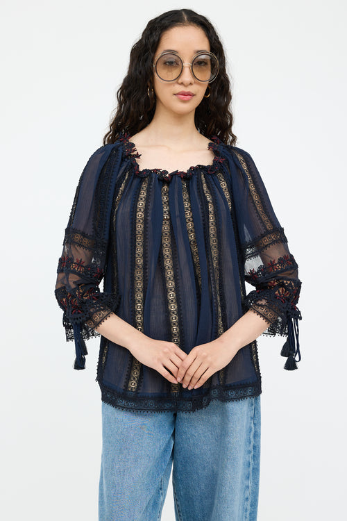 Mixed Media Blouse Top