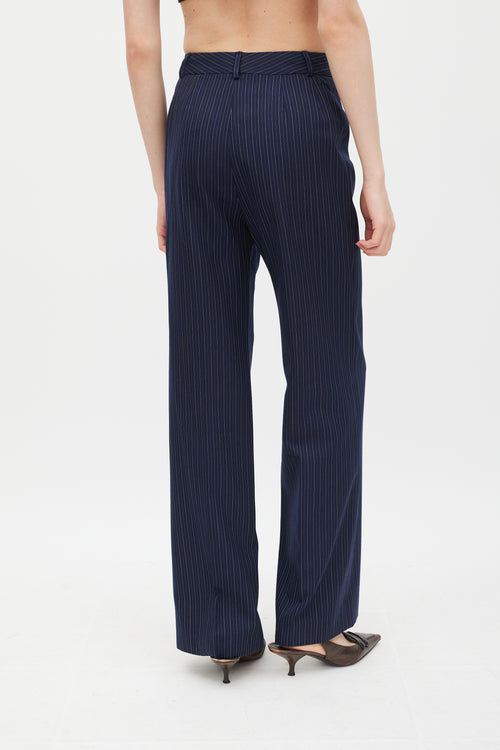 Chloé Navy Pinstripe Cutout Back Vest 
Pant Suit