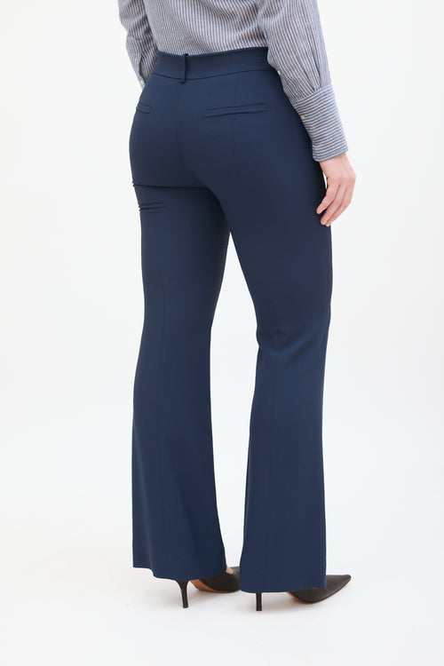 Chloé Navy Pleat Straight Leg Trouser