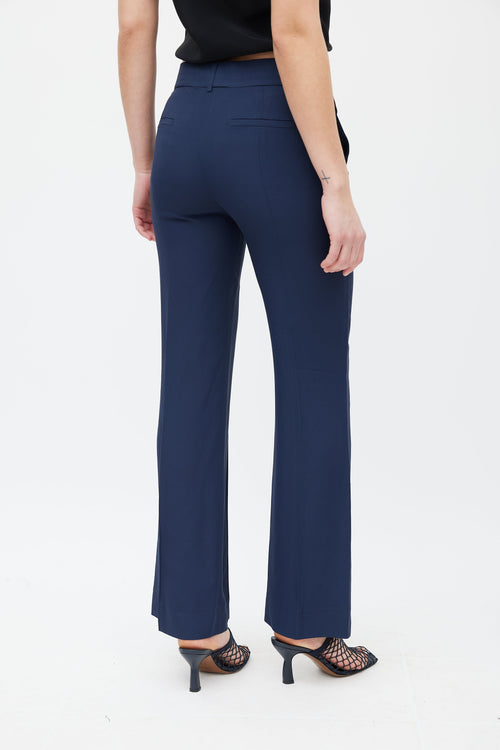 Chloé Navy Pleated Straight Leg Trouser