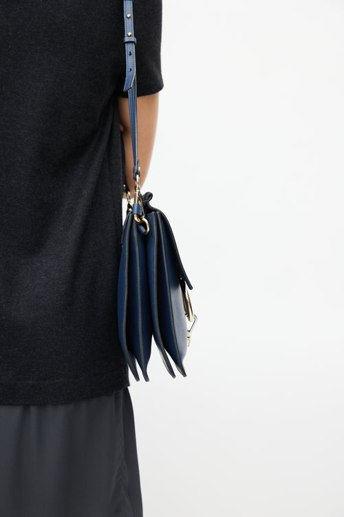 Chloé Navy Leather 
Suede Faye Shoulder Bag