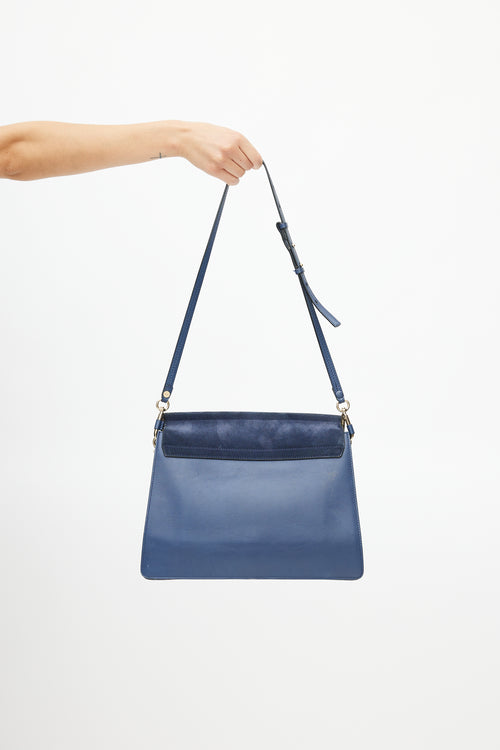 Chloé Navy Leather 
Suede Faye Shoulder Bag