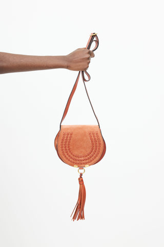 Chloé Orange Suede Marcie Crossbody Bag