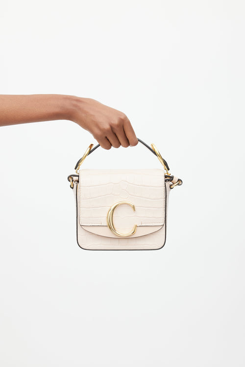 Chloé Pastel Pink Embossed Leather Mini C Bag