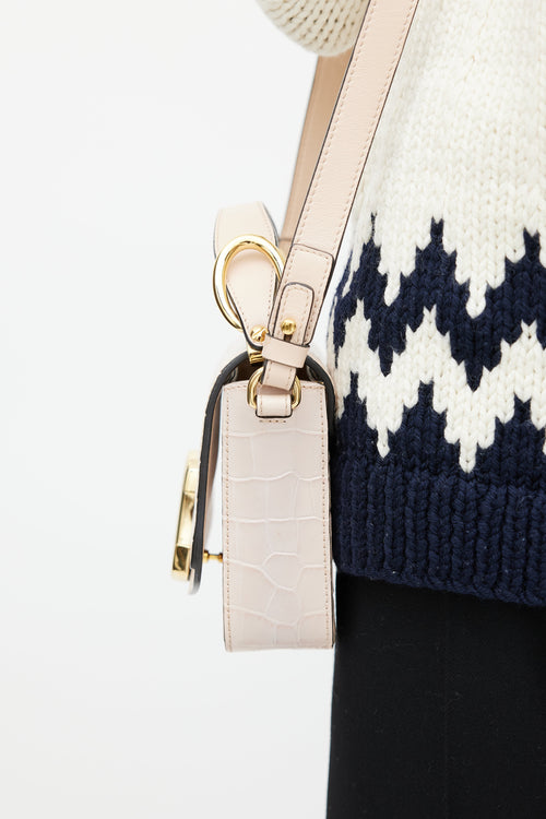 Chloé Pastel Pink Embossed Leather Mini C Bag