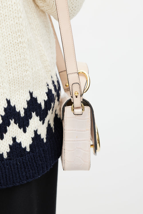 Chloé Pastel Pink Embossed Leather Mini C Bag