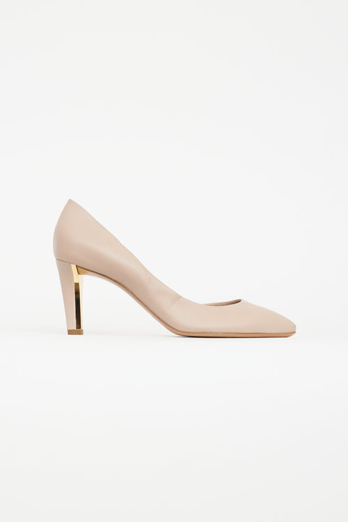 Chloé Pink 
Gold Leather Heel