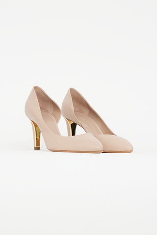 Chloé Pink 
Gold Leather Heel