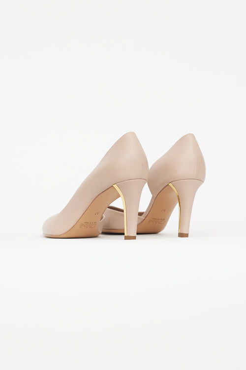 Chloé Pink 
Gold Leather Heel