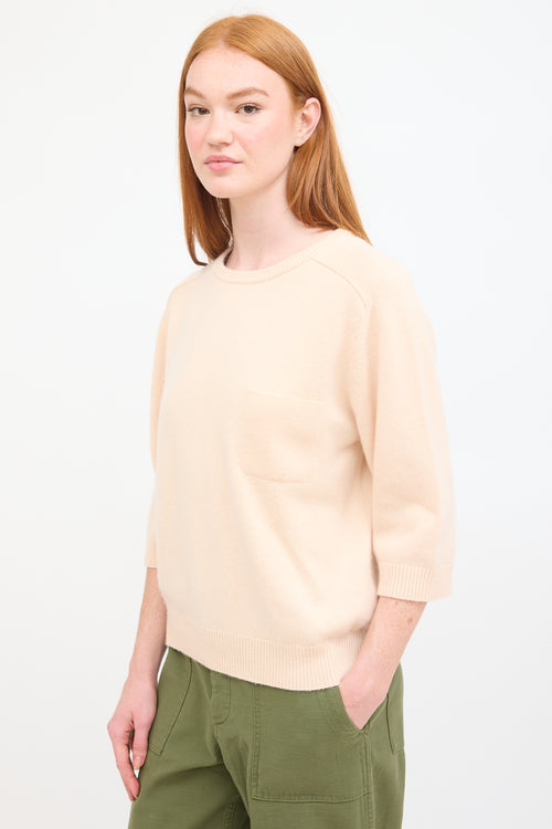 Chloé Beige Cashmere Three Quarter Sleeve Sweater