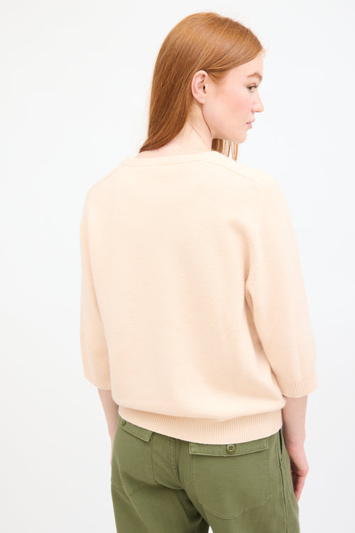 Chloé Beige Cashmere Three Quarter Sleeve Sweater