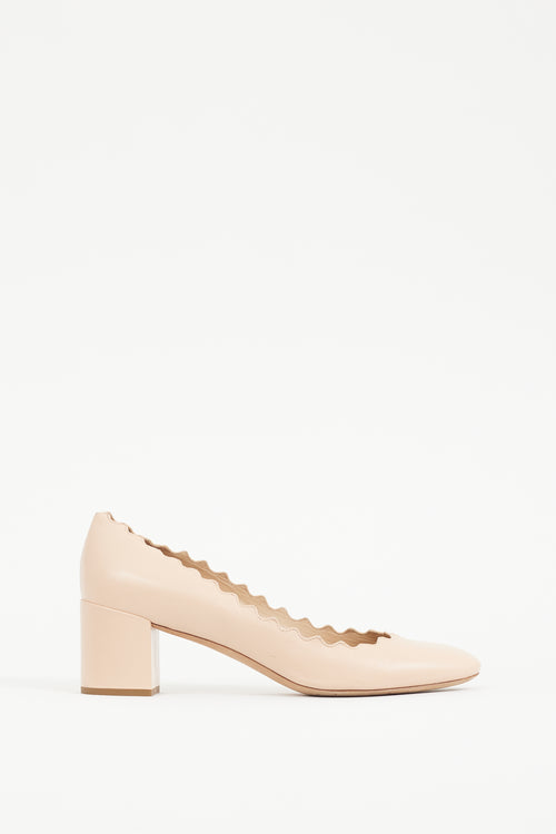 Chloé Pink Scalloped Leather Lauren Pump