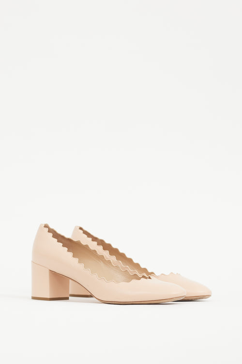 Chloé Pink Scalloped Leather Lauren Pump