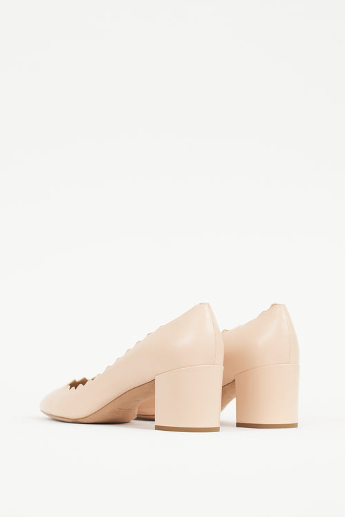 Chloé Pink Scalloped Leather Lauren Pump