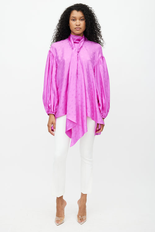 Chloé Pink Silk Monogram Scarf Shirt