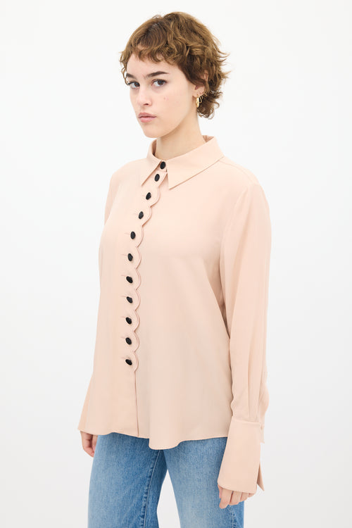 Chloé Pink Silk Scalloped Shirt