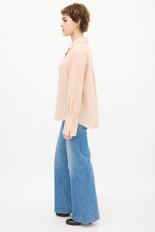 Chloé Pink Silk Scalloped Shirt