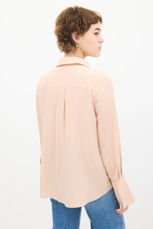 Chloé Pink Silk Scalloped Shirt