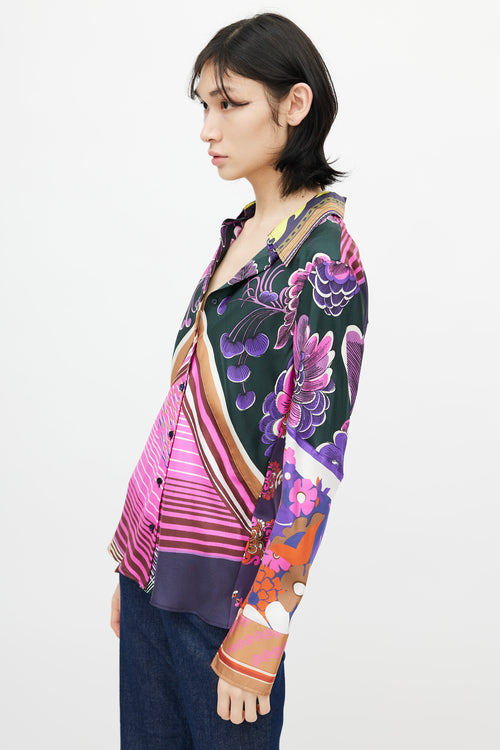 Chloé Purple 
Multi Silk Floral Shirt