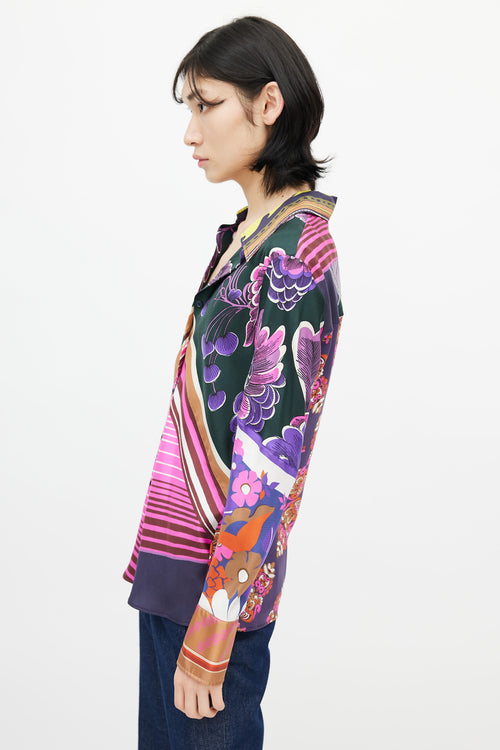 Chloé Purple 
Multi Silk Floral Shirt