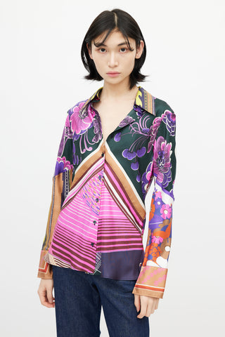 Chloé Purple 
Multi Silk Floral Shirt