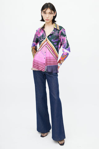 Chloé Purple 
Multi Silk Floral Shirt