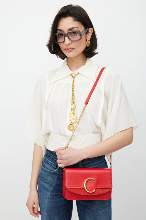 Chloé Red 
Gold Leather C Bag