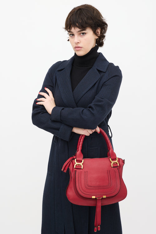 Chloé Red Leather Marcie Double Carry Bag