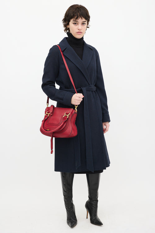 Chloé Red Leather Marcie Double Carry Bag