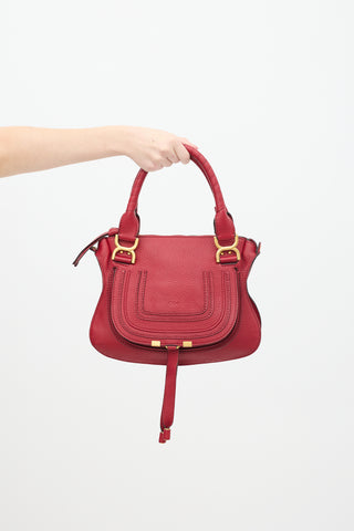 Chloé Red Leather Marcie Double Carry Bag