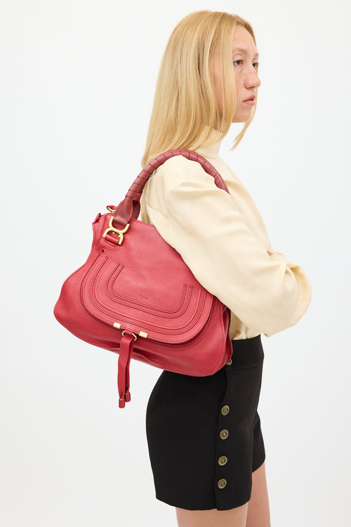 Chloé Red Leather Marcie Double Carry Bag