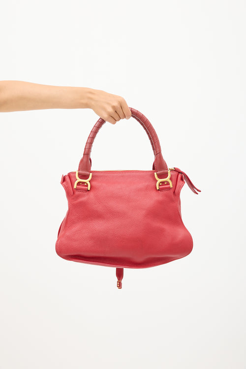 Chloé Red Leather Marcie Double Carry Bag