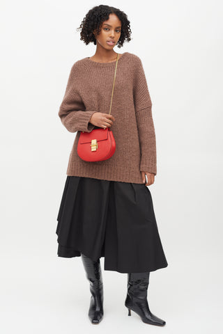 Chloé Red Leather Mini Drew Crossbody Bag