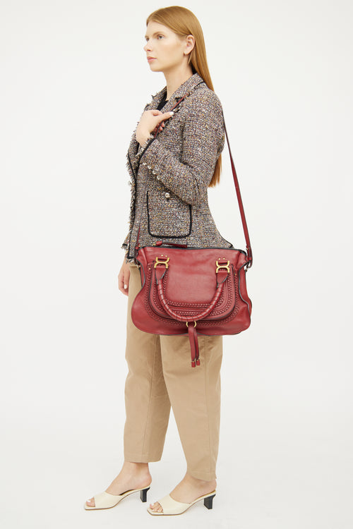 Chloé Red Leather Marcie Double Carry Bag