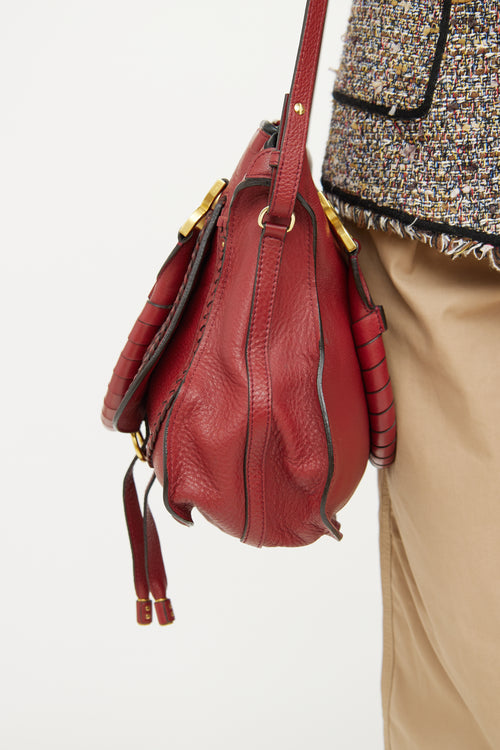 Chloé Red Leather Marcie Double Carry Bag